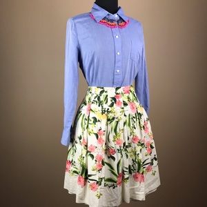Talbots Floral Pleated Lined Petite Spring Skirt